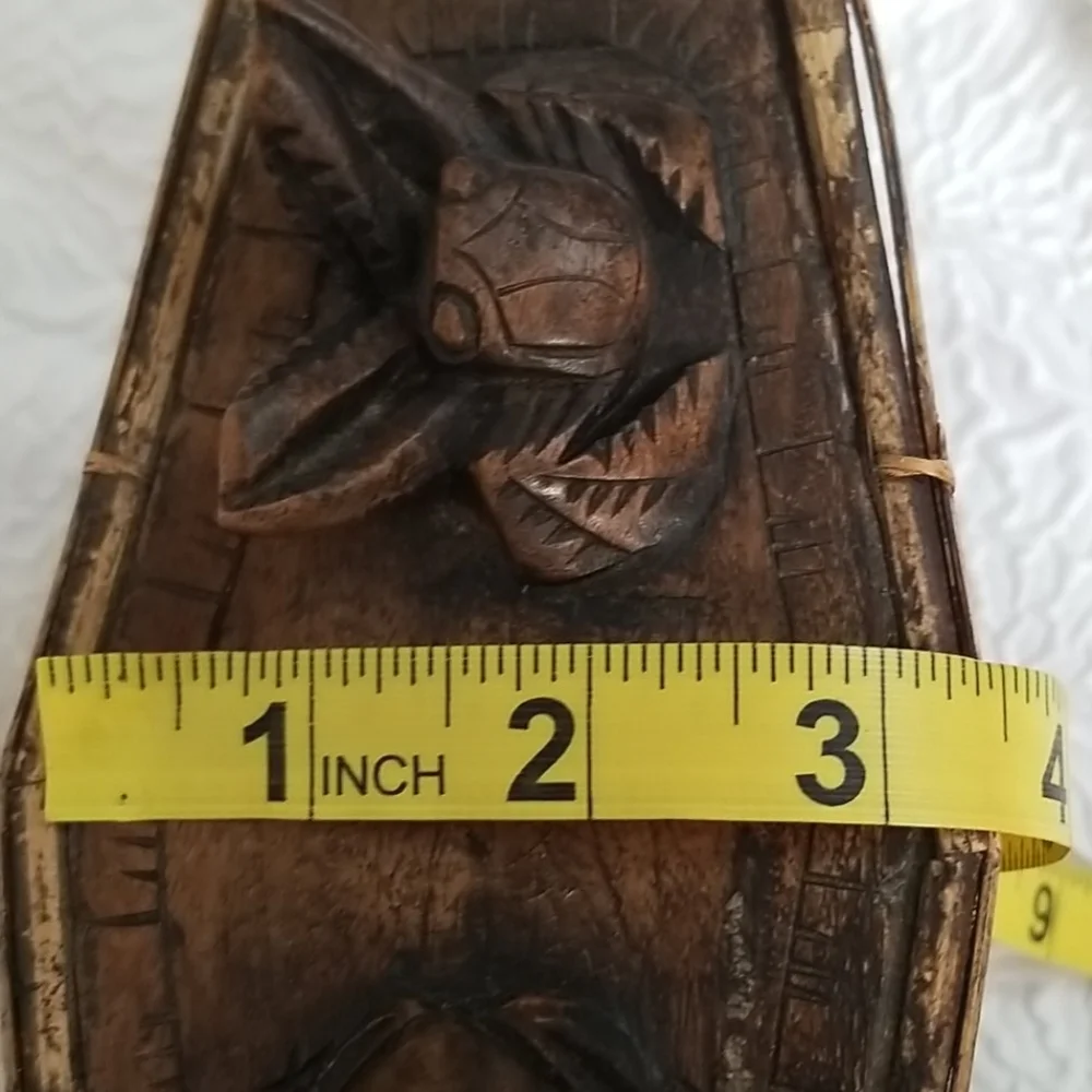 VTG Indonesian Lombok Basket Woven Bamboo Carved
